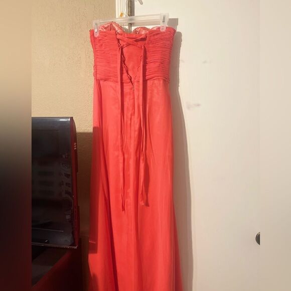 Eureka fashion sweetheart strapless bright coral gown size XS - Picture 8 of 8